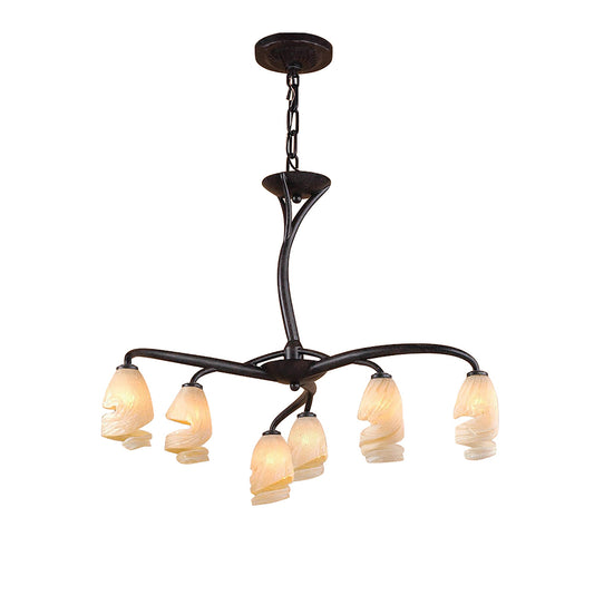 Forest Pendant 3 Arm 6 Light G9, Brown/Black Oxide by Mantra