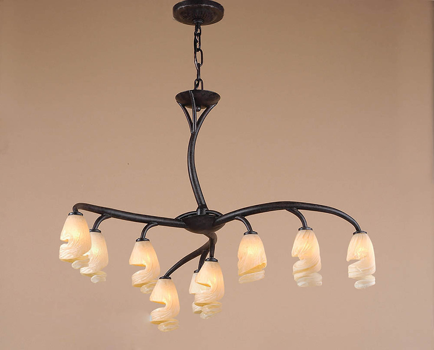 Forest Pendant 3 Arm 9 Light G9, Brown/Black Oxide by Mantra