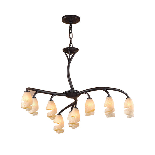 Forest Pendant 3 Arm 9 Light G9, Brown/Black Oxide by Mantra