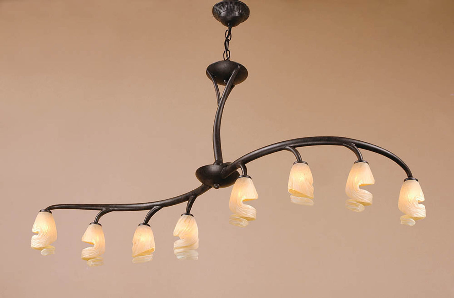 Forest Semi Ceililng 8 Light G9 Bar, Brown, Black Oxide by Mantra