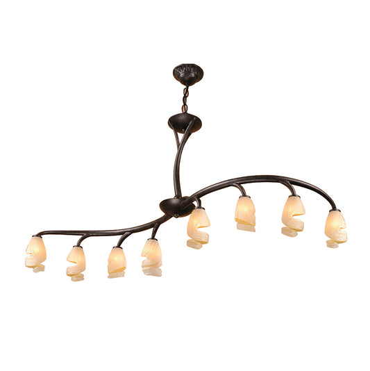 Forest Semi Ceililng 8 Light G9 Bar, Brown, Black Oxide by Mantra