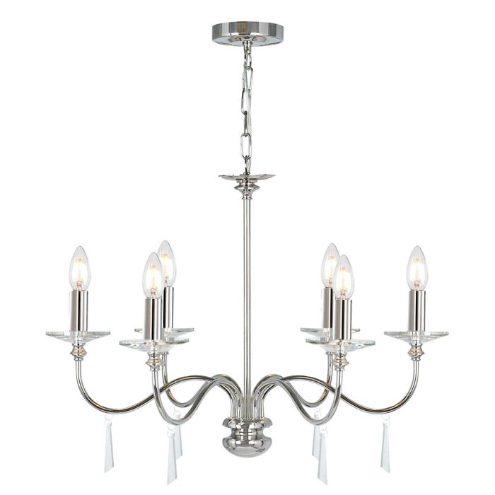 Finsbury Park 6 Light Chandelier - Polished Nickel