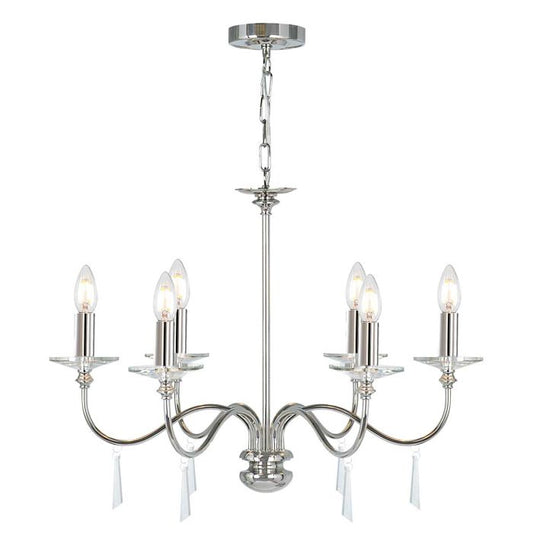 Finsbury Park 6 Light Chandelier - Polished Nickel
