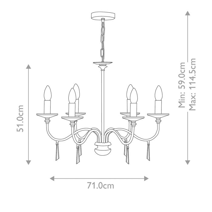 Finsbury Park 6 Light Chandelier - Polished Nickel