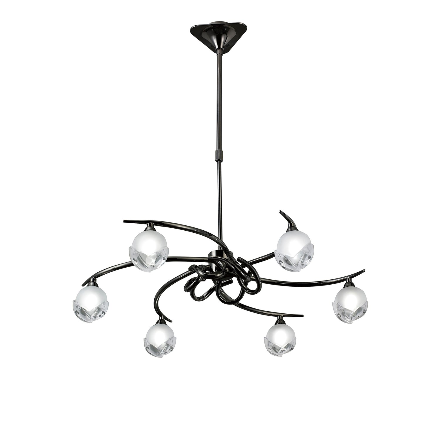 Fragma Telescopic Convertible To Semi Flush 6 Light G9, Black Chrome by Mantra