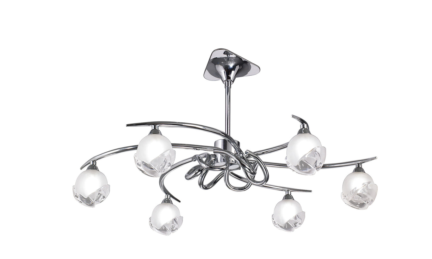 Fragma Telescopic Convertible To Semi Flush 6 Light G9, Polished Chrome by Mantra