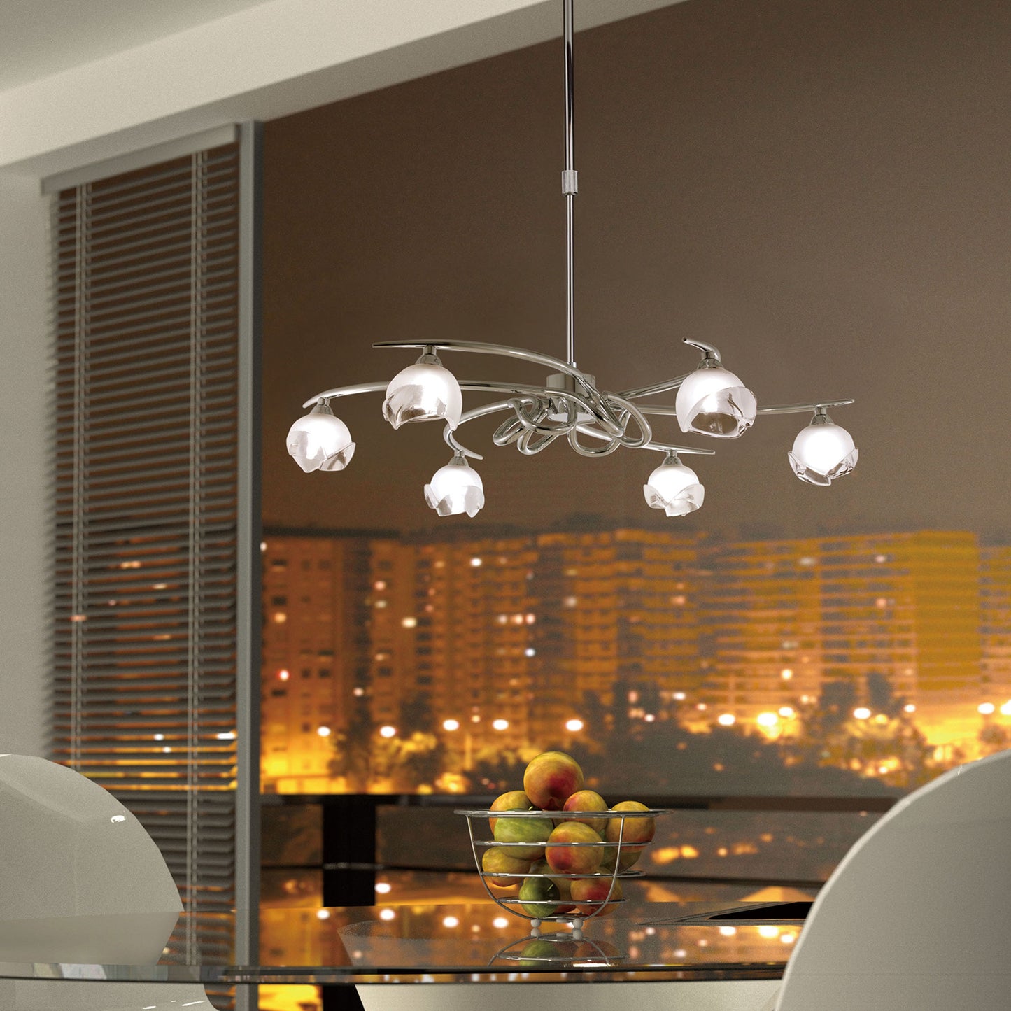 Fragma Telescopic Convertible To Semi Flush 6 Light G9, Polished Chrome by Mantra