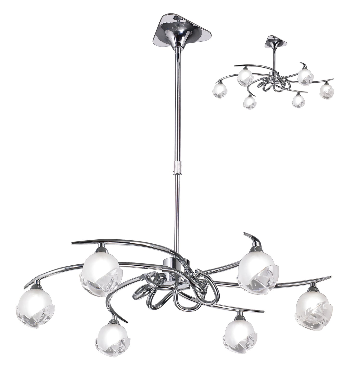 Fragma Telescopic Convertible To Semi Flush 6 Light G9, Polished Chrome by Mantra