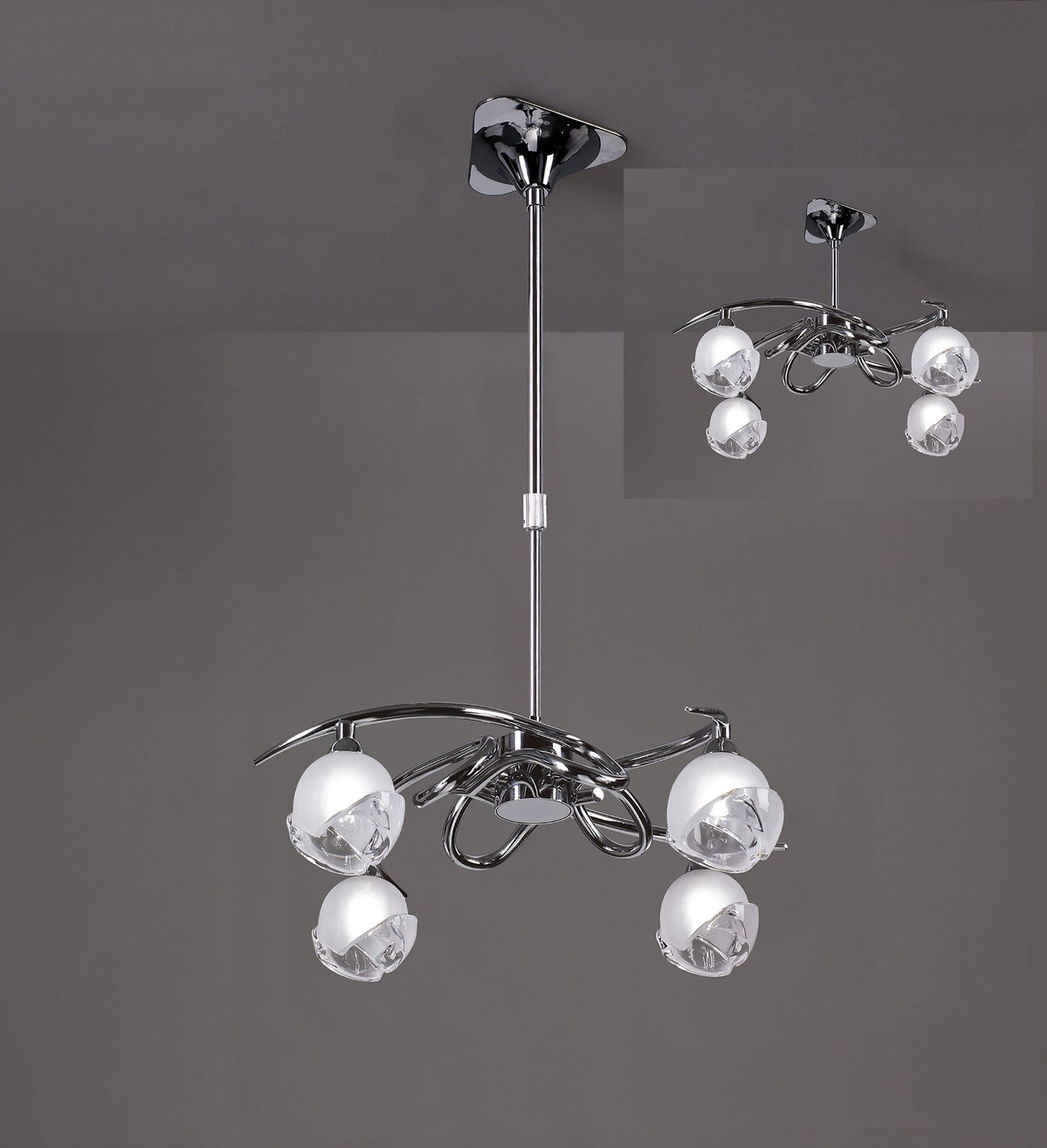 Fragma Telescopic Convertible To Semi Flush 4 Light G9, Polished Chrome by Mantra