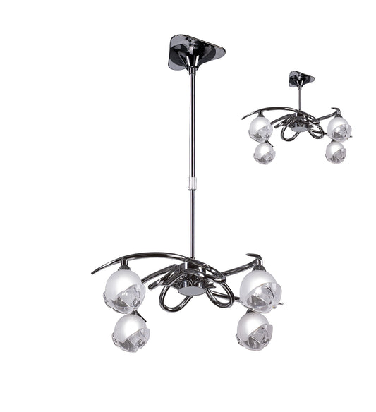 Fragma Telescopic Convertible To Semi Flush 4 Light G9, Polished Chrome by Mantra