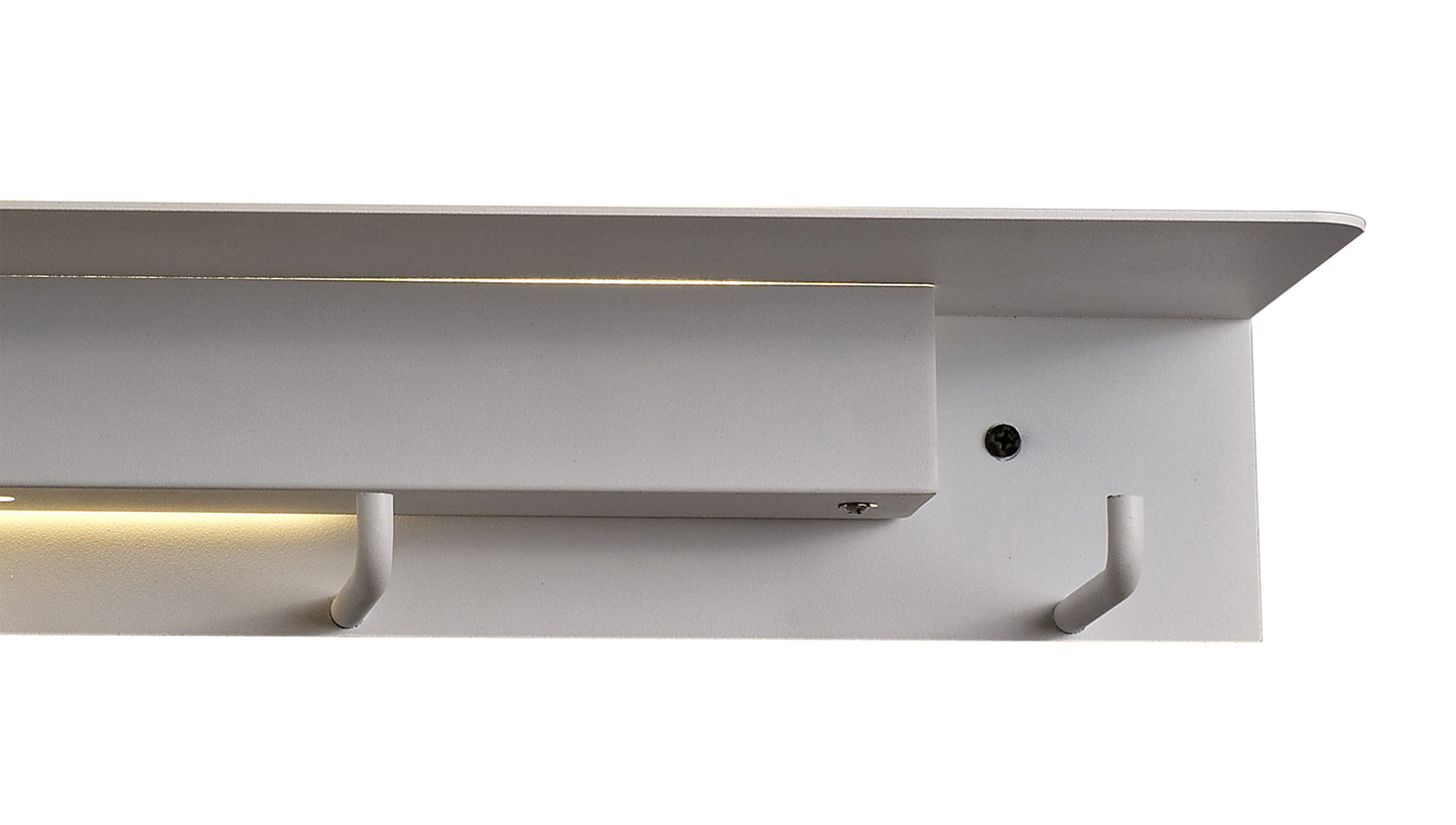 Fuerteventura Wall Lamp Coat Rack, 9W LED, 3000K, 600lm, Matt White, 3yrs Warranty by Mantra