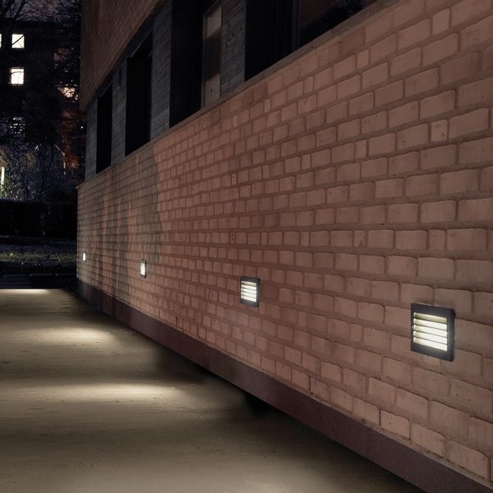 Grimstad LED Recessed Louvre Wall Light Graphite - Graphite