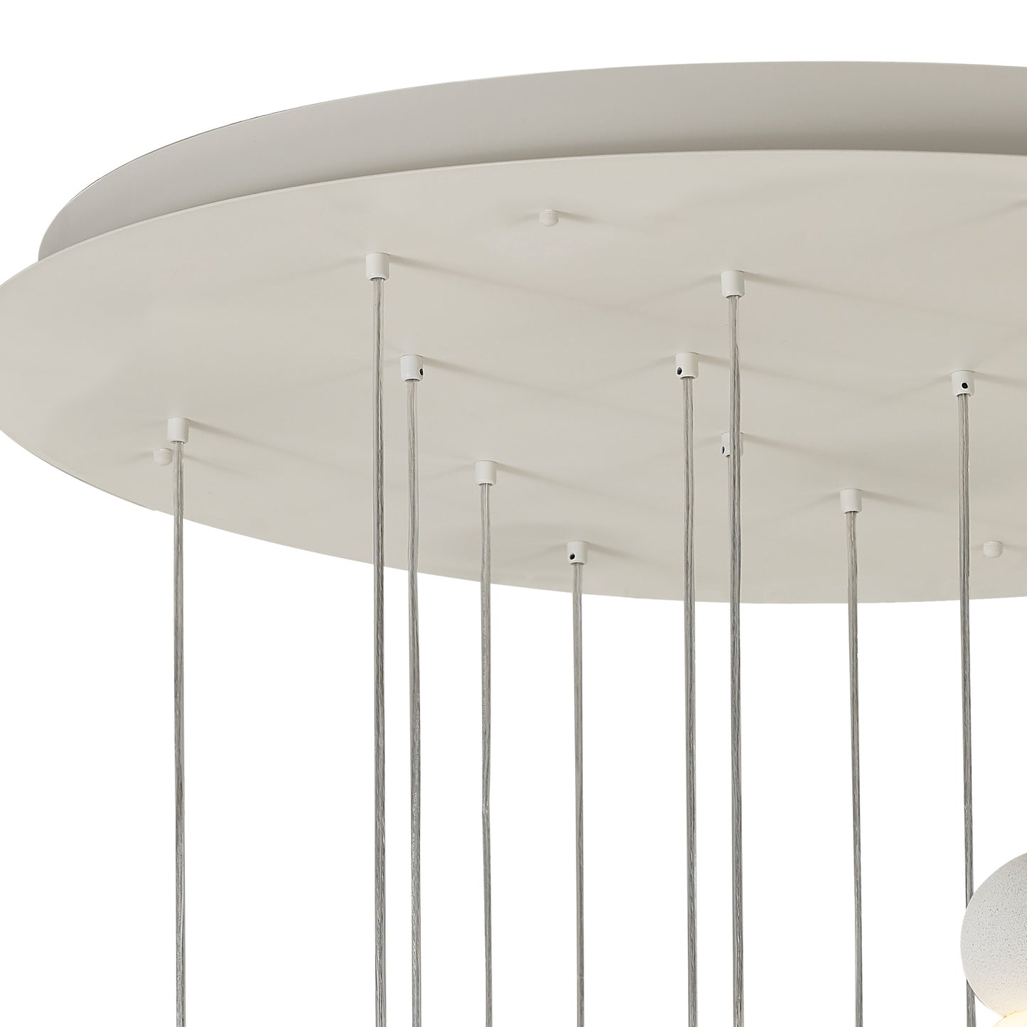 Galaxia Pendant Round, 15 Light E27, White/Grey/Red Cement, White Base & Cable, Item Weight: 22kg by Mantra