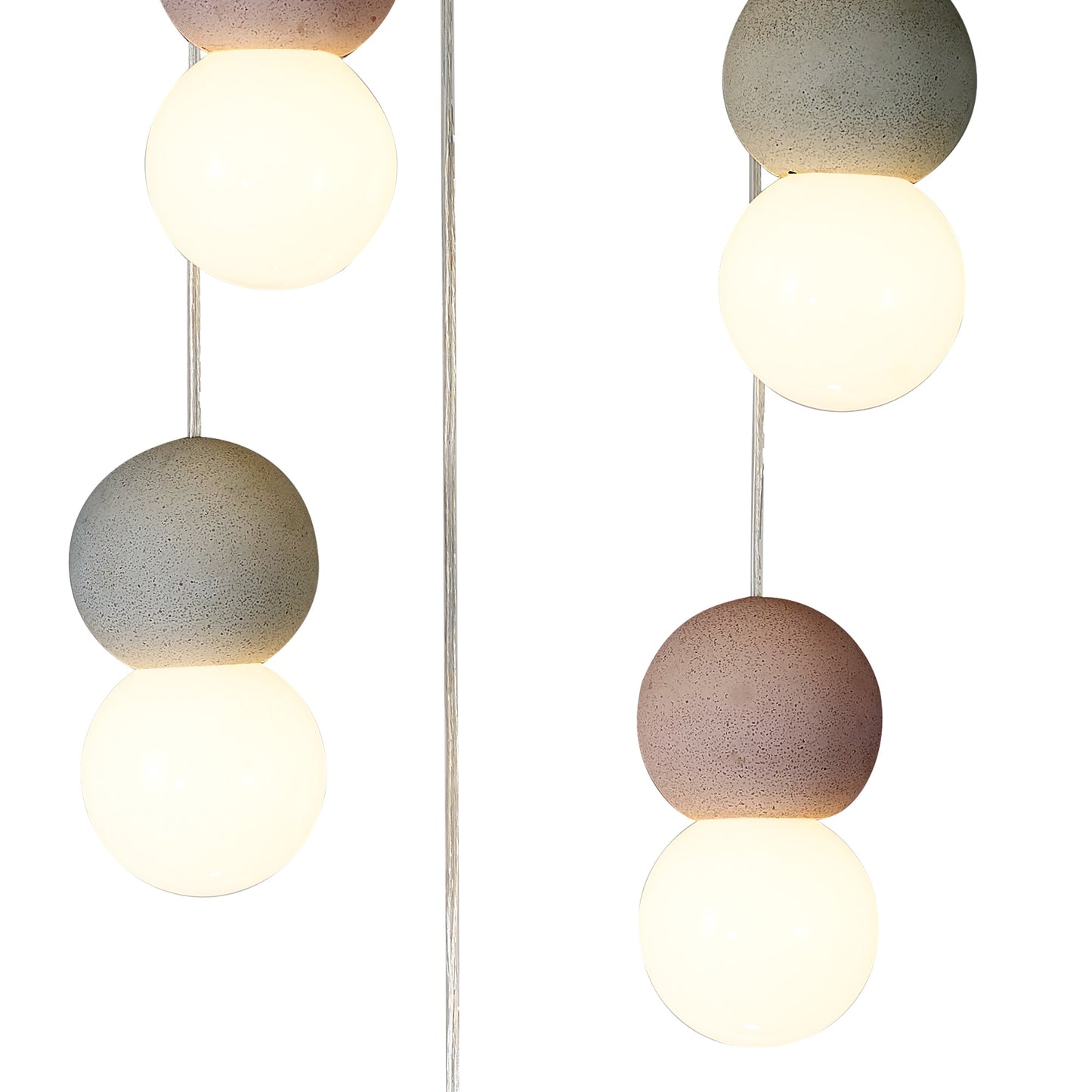 Galaxia Pendant Round, 6 Light E27, White/Grey/Red Cement, White Base & Cable by Mantra