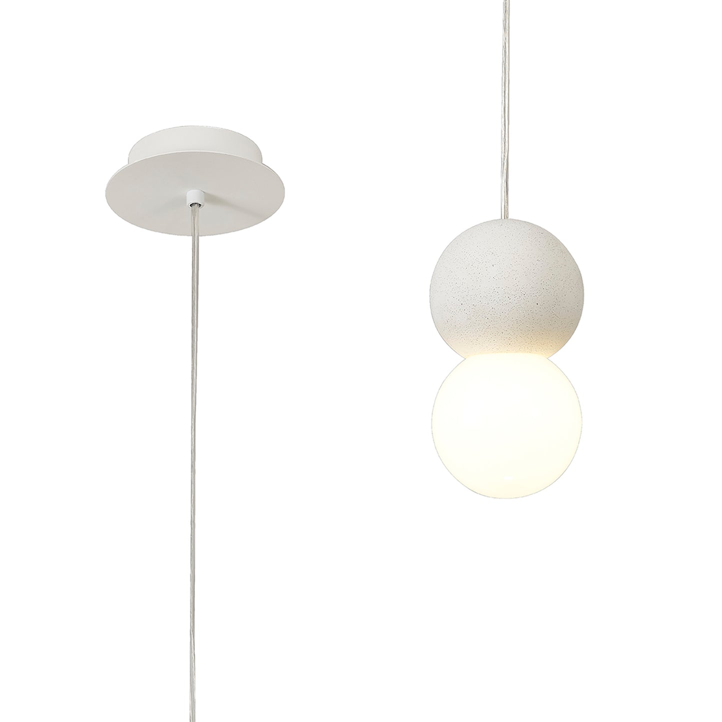 Galaxia Pendant Round, 1 Light E27, White/White Cement by Mantra