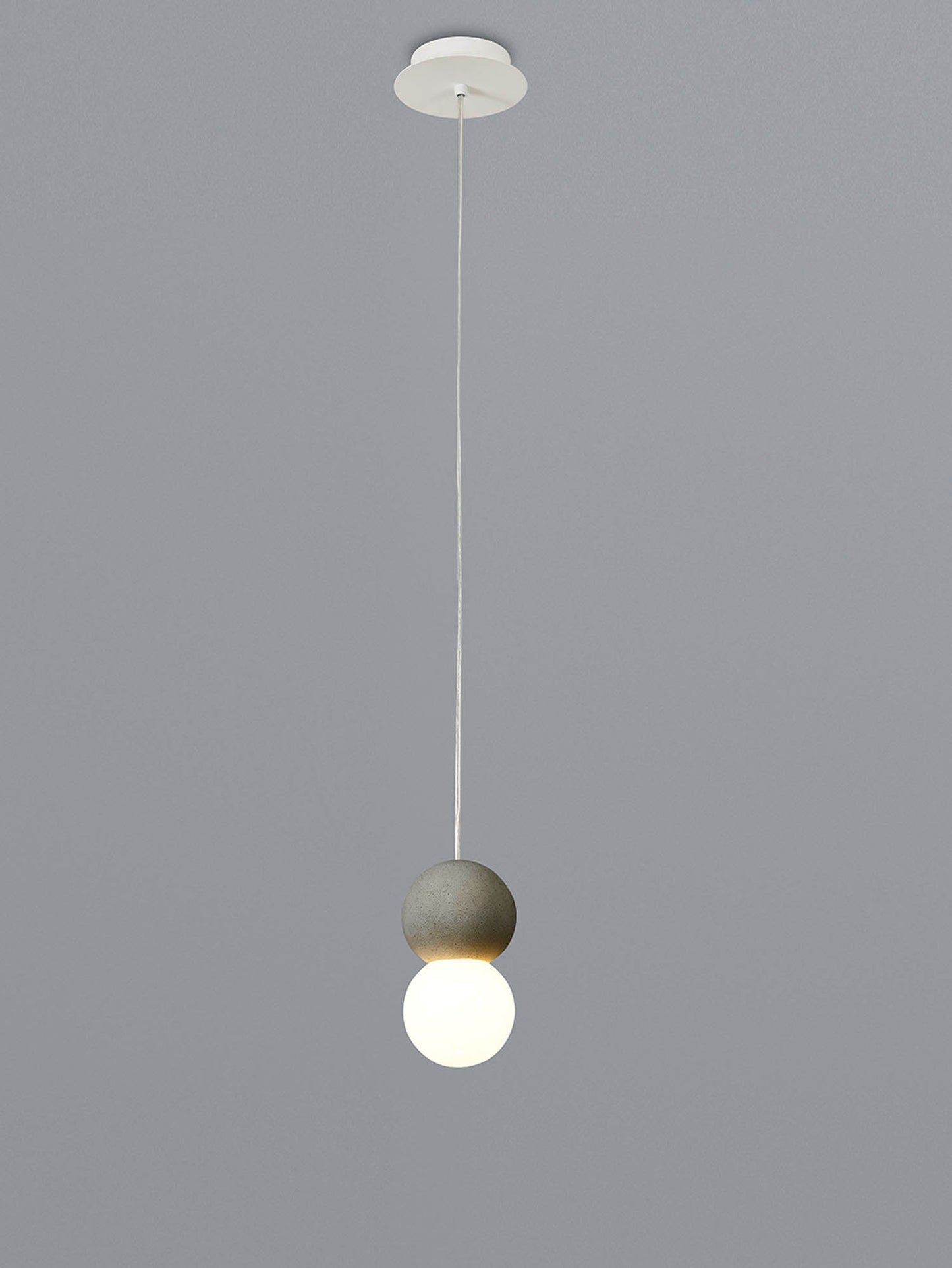 Galaxia Pendant Round, 1 Light E27, White/Grey Cement by Mantra