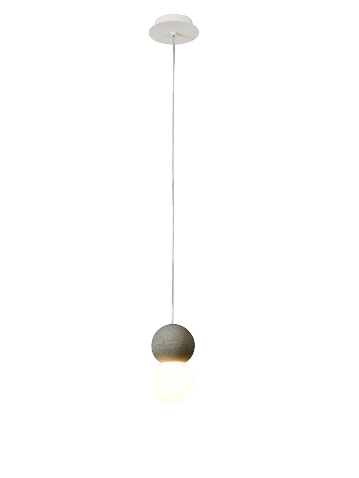 Galaxia Pendant Round, 1 Light E27, White/Grey Cement by Mantra