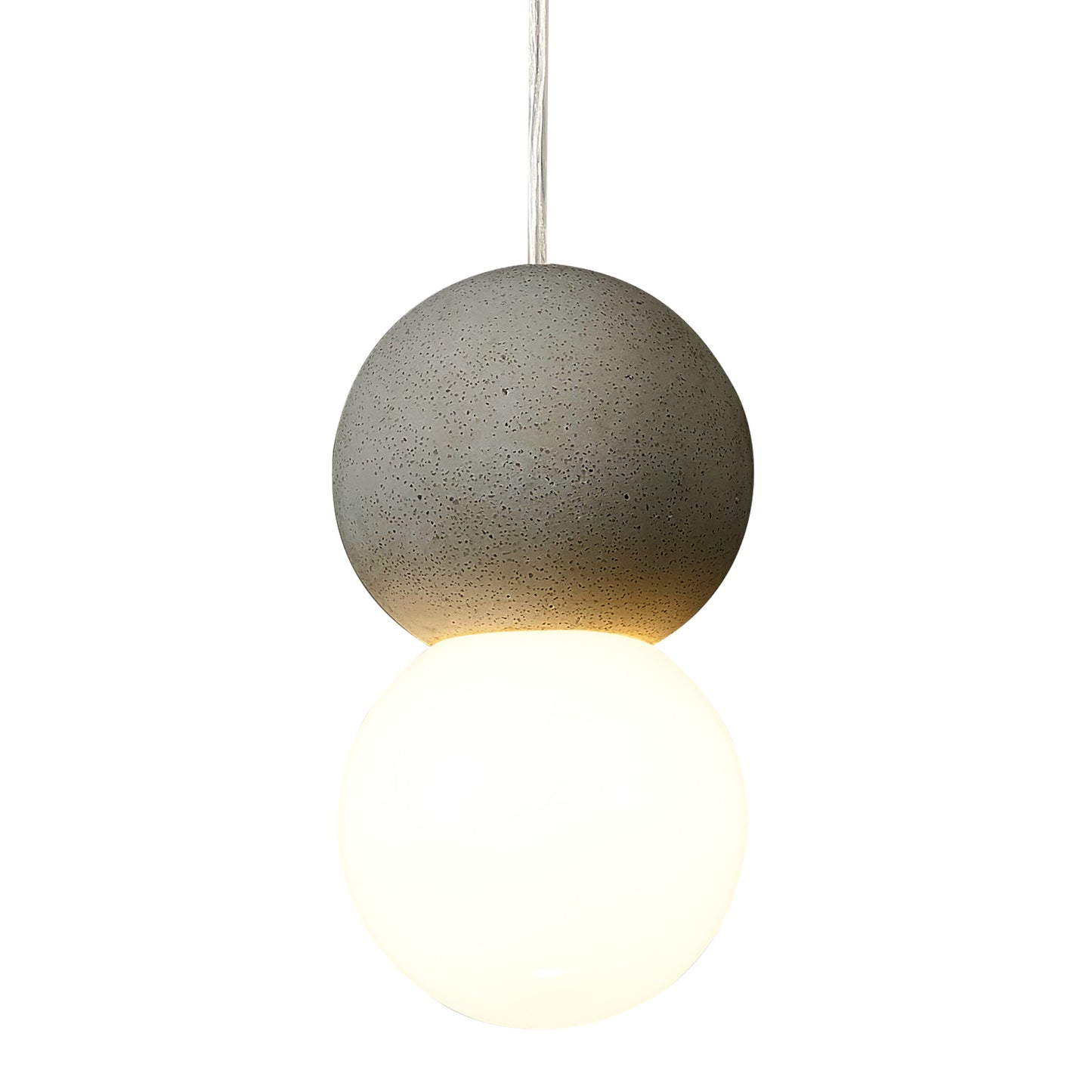 Galaxia Pendant Round, 1 Light E27, White/Grey Cement by Mantra