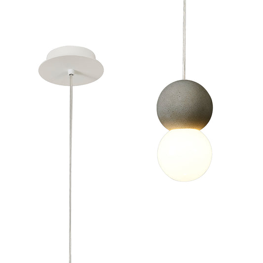 Galaxia Pendant Round, 1 Light E27, White/Grey Cement by Mantra