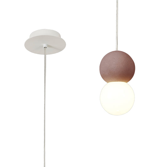 Galaxia Pendant Round, 1 Light E27, White/Red Cement by Mantra