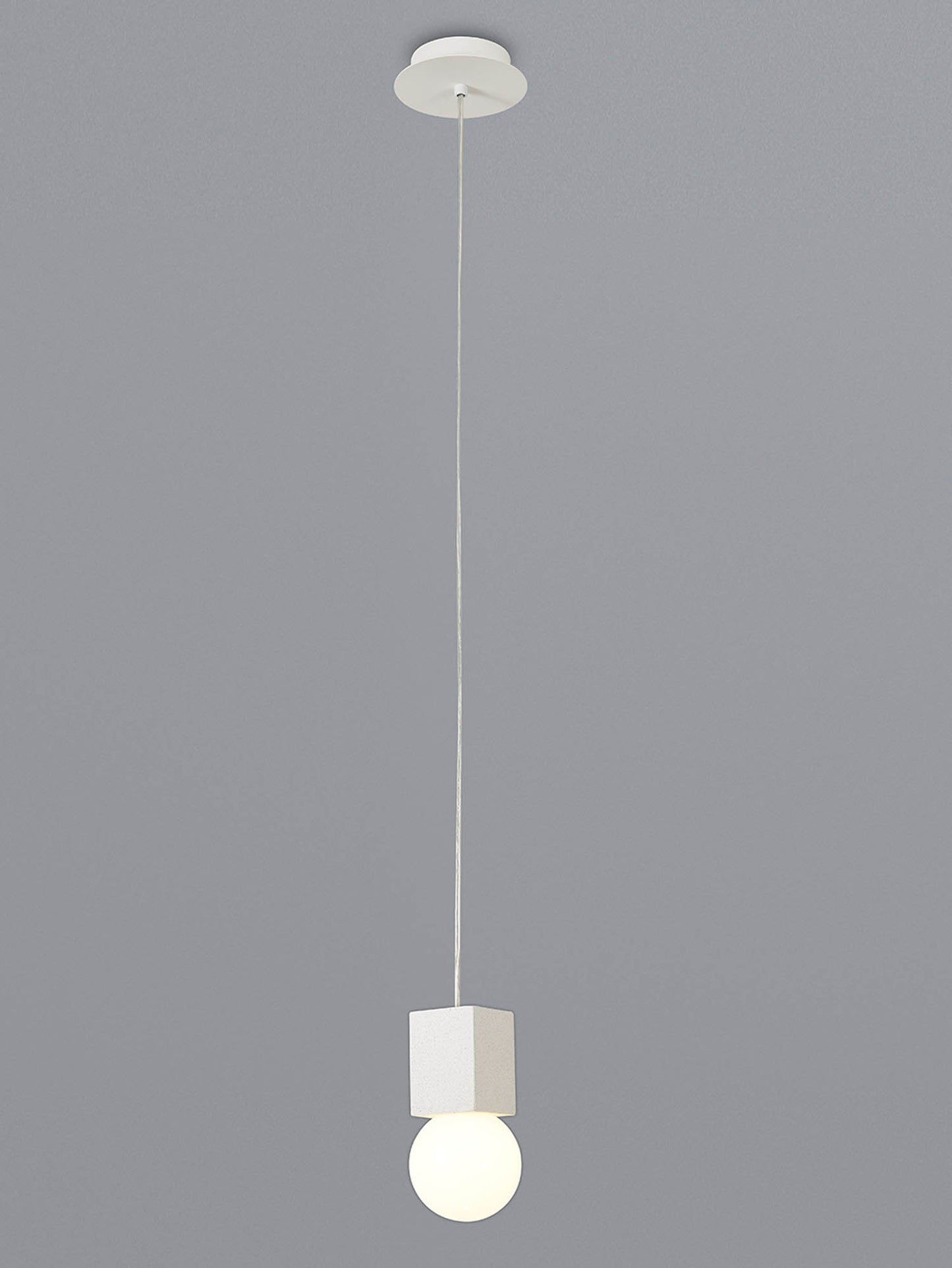 Galaxia Pendant Square, 1 Light E27, White / White Cement by Mantra