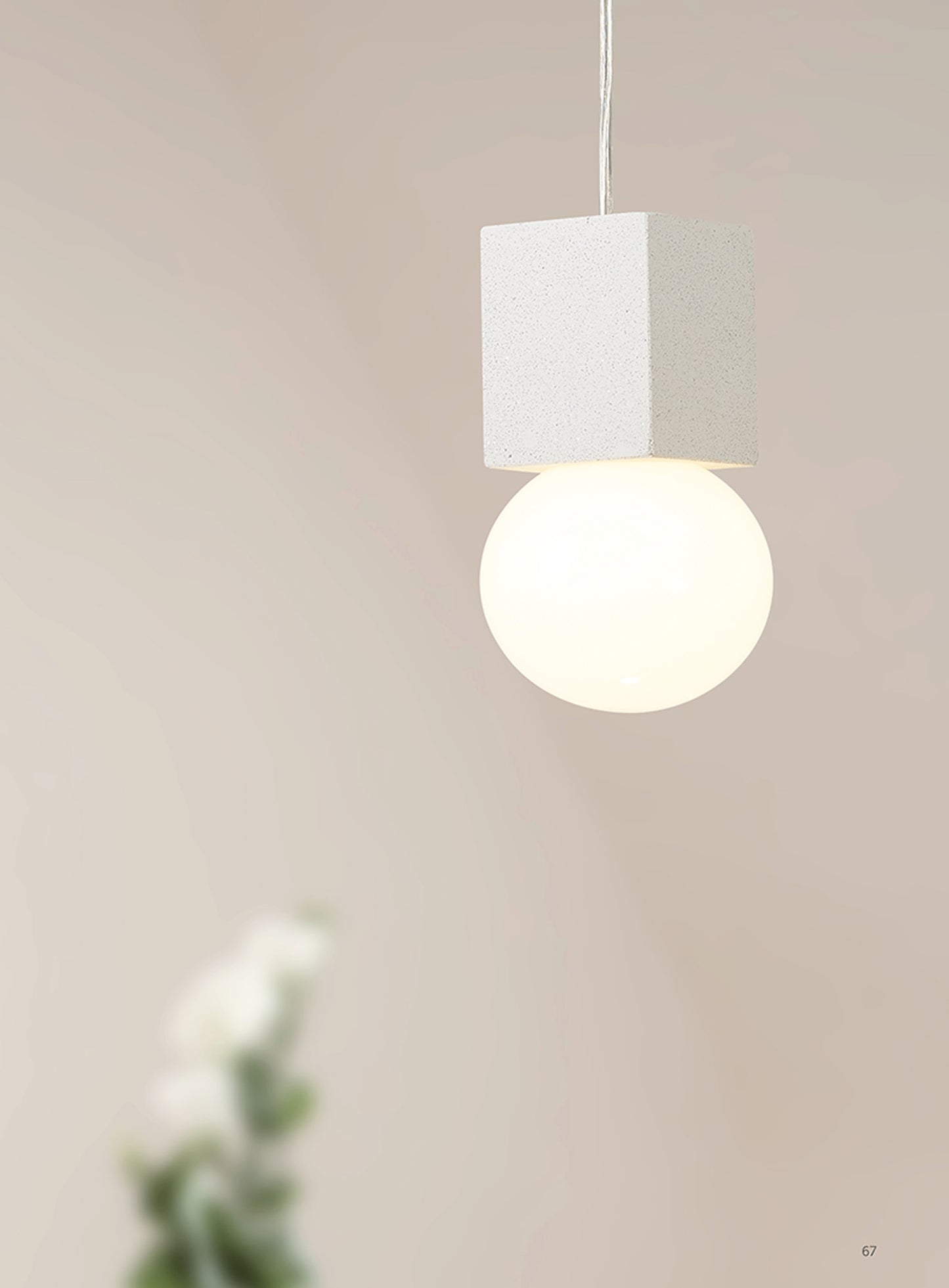 Galaxia Pendant Square, 1 Light E27, White / White Cement by Mantra