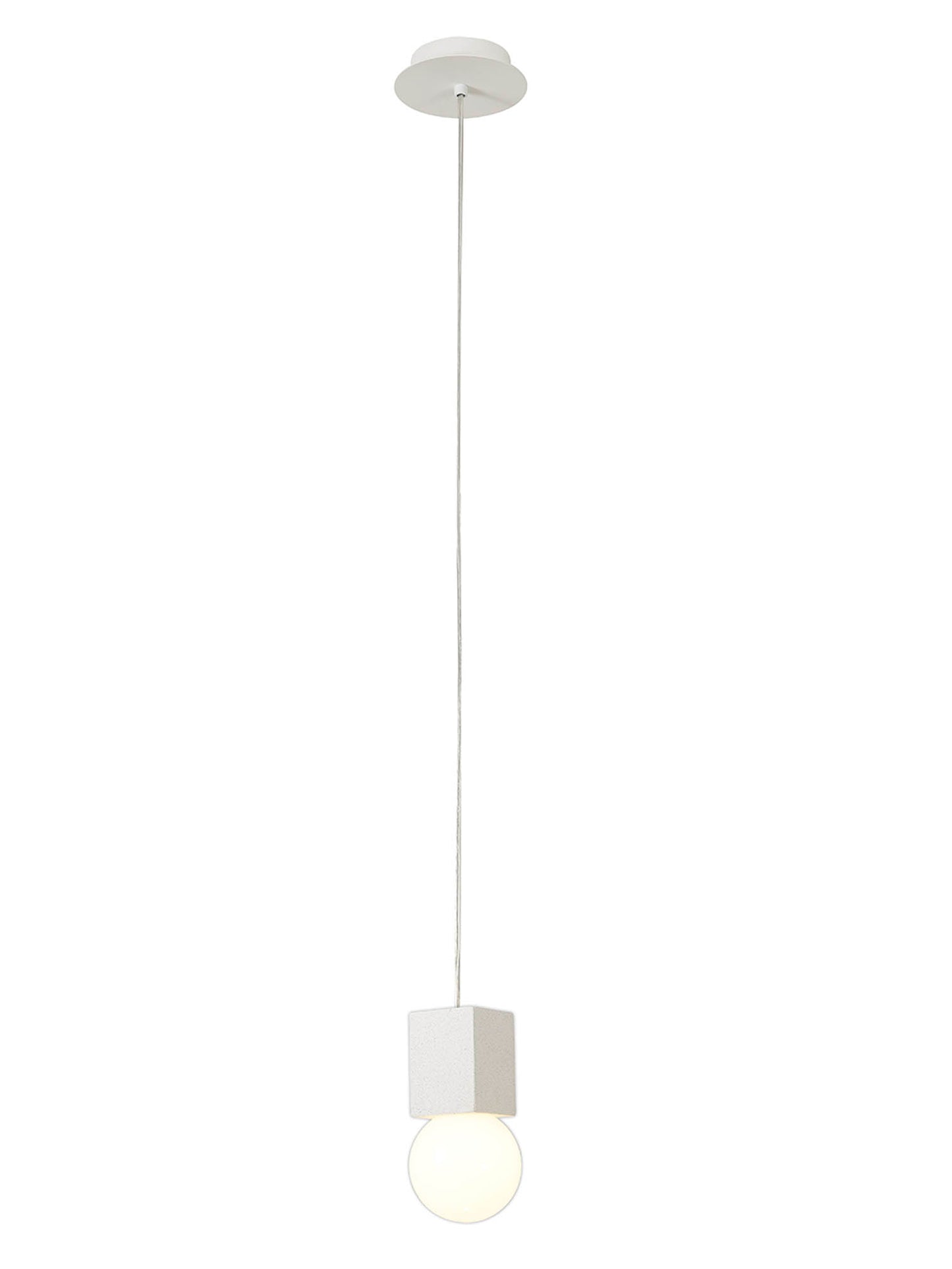 Galaxia Pendant Square, 1 Light E27, White / White Cement by Mantra