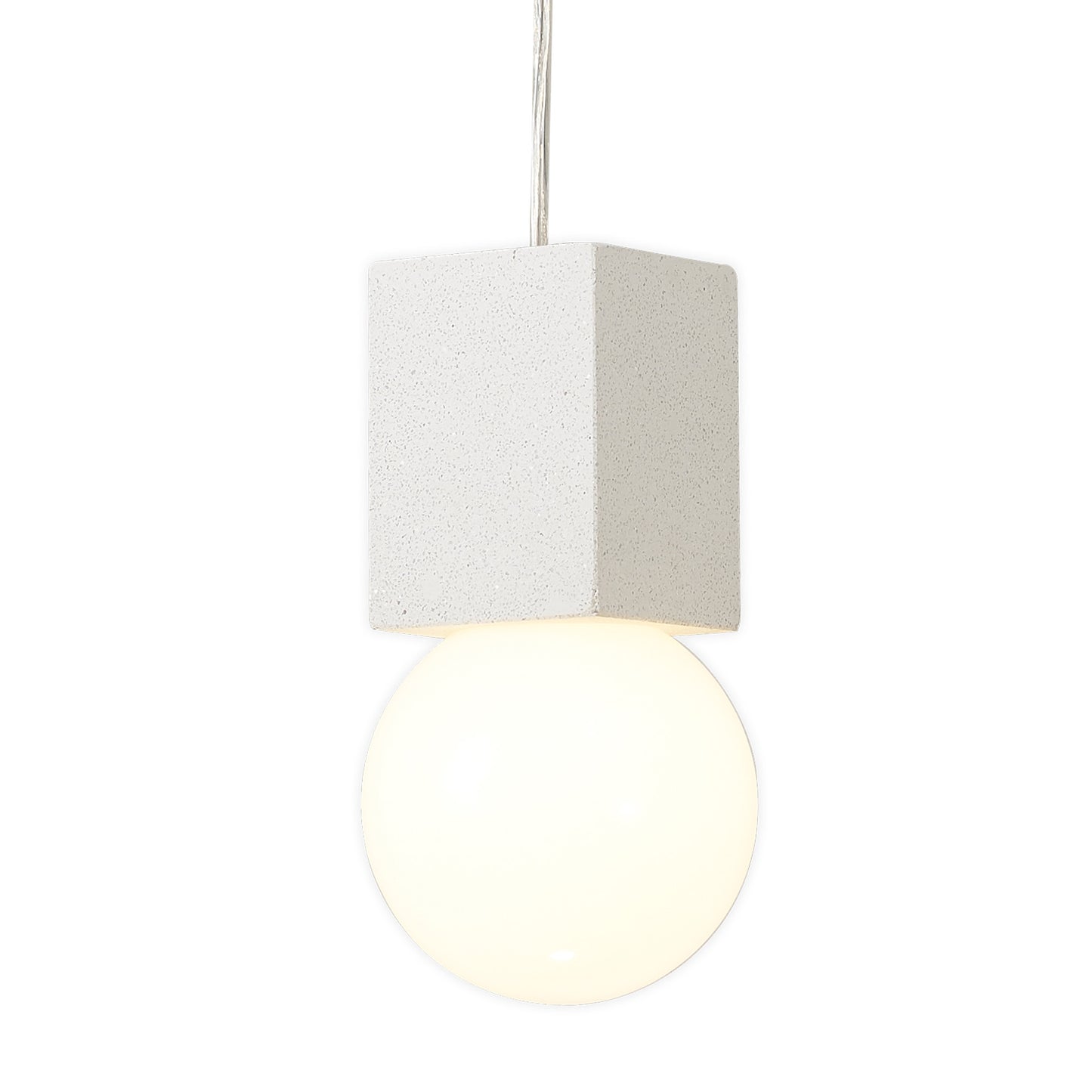 Galaxia Pendant Square, 1 Light E27, White / White Cement by Mantra