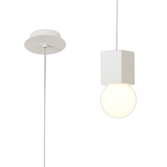 Galaxia Pendant Square, 1 Light E27, White / White Cement by Mantra