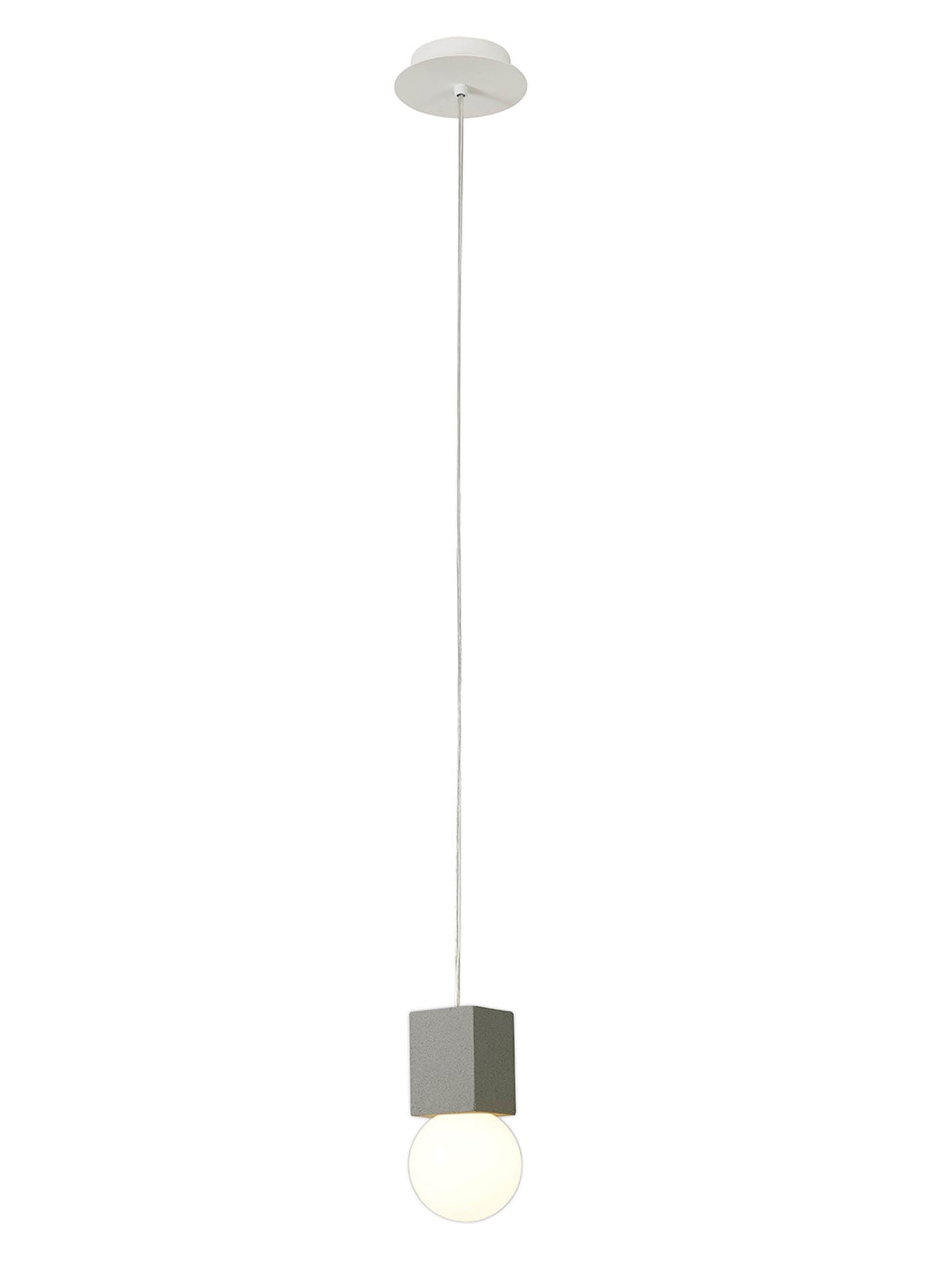 Galaxia Pendant Square, 1 Light E27, White / Grey Cement by Mantra