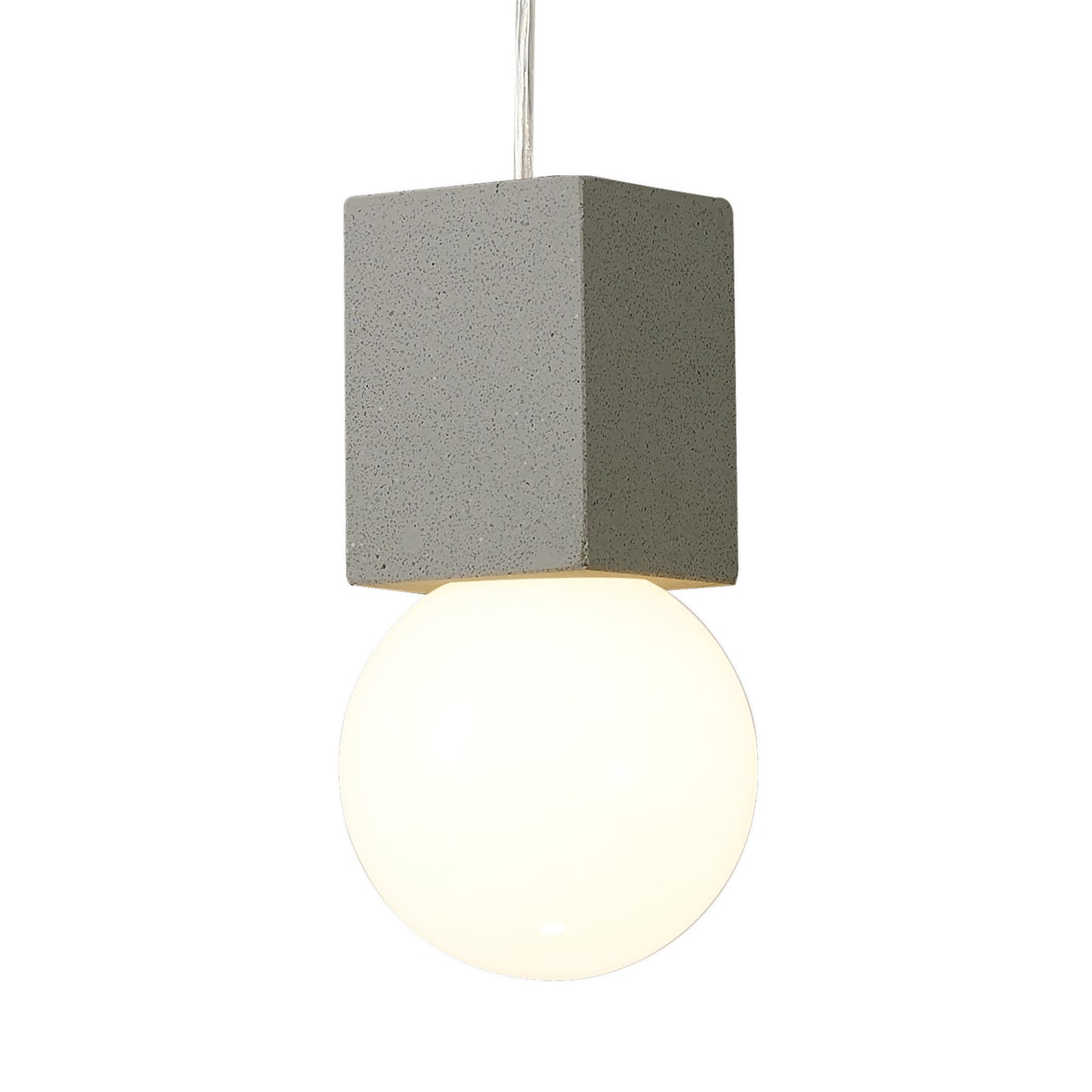 Galaxia Pendant Square, 1 Light E27, White / Grey Cement by Mantra