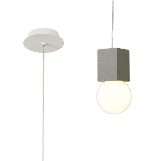 Galaxia Pendant Square, 1 Light E27, White / Grey Cement by Mantra