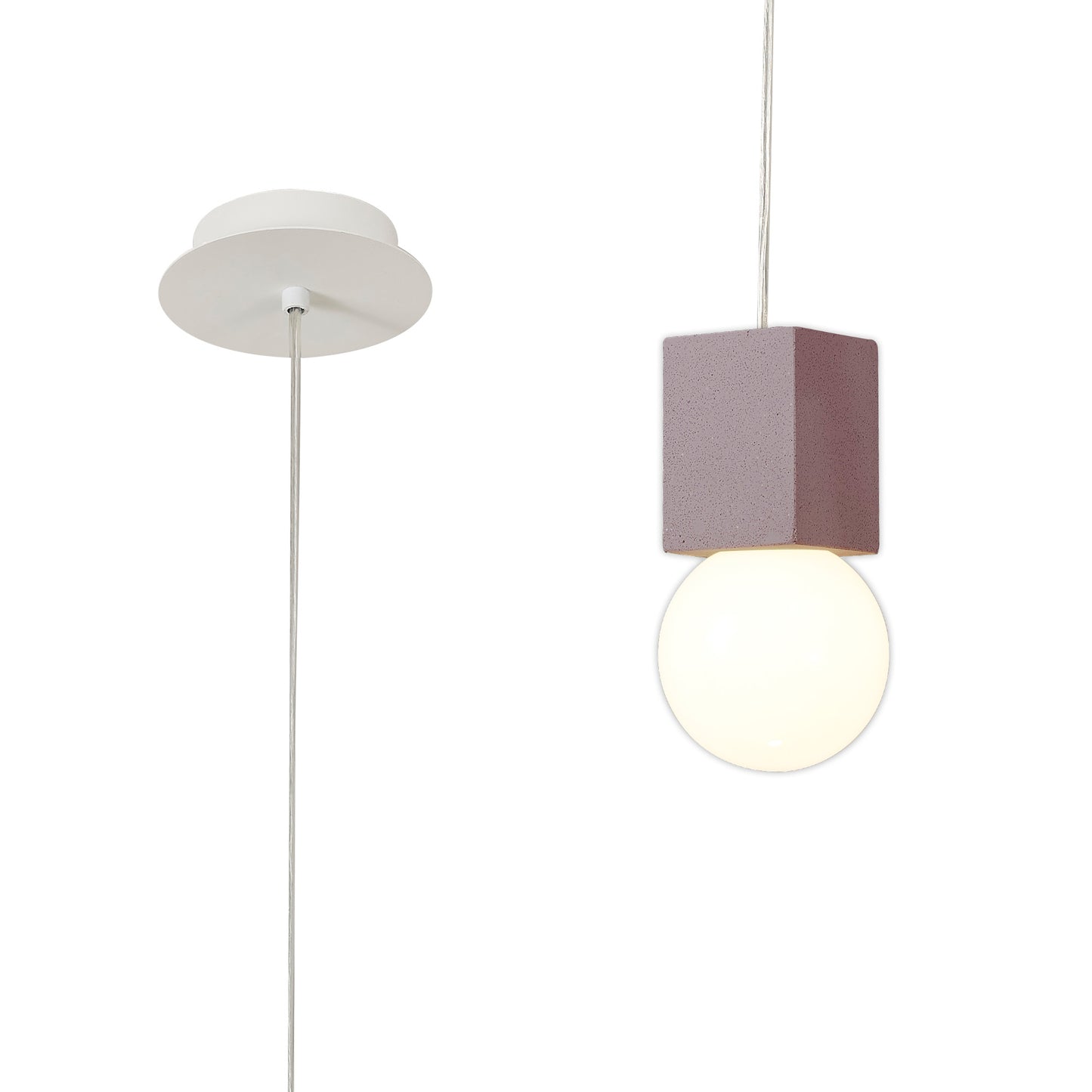 Galaxia Pendant Square, 1 Light E27, White / Red Cement by Mantra