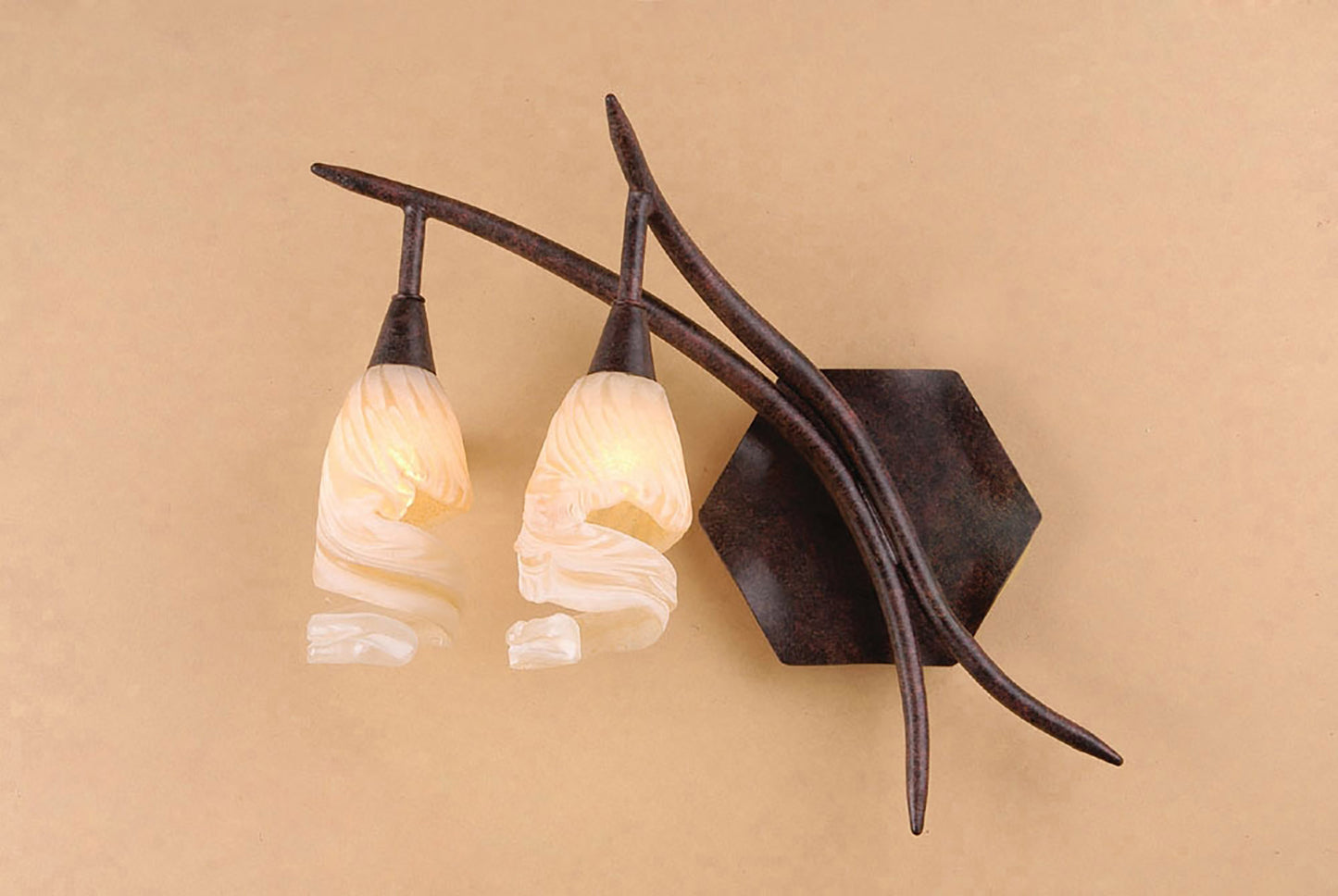 (0017 005) Gaudi Wall Lamp Left Switched 2 Light G9, Brown/Black Oxide by Mantra