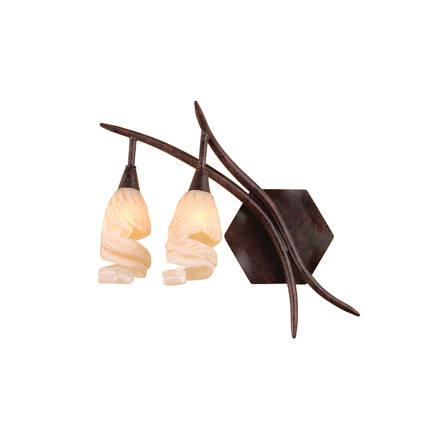 (0017 005) Gaudi Wall Lamp Left Switched 2 Light G9, Brown/Black Oxide by Mantra