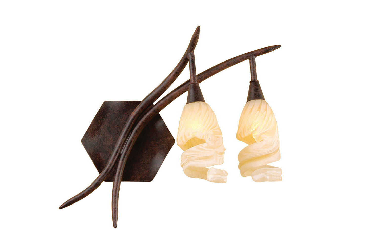 (0017 005) Gaudi Wall Lamp Right Switched 2 Light G9, Brown/Black Oxide by Mantra