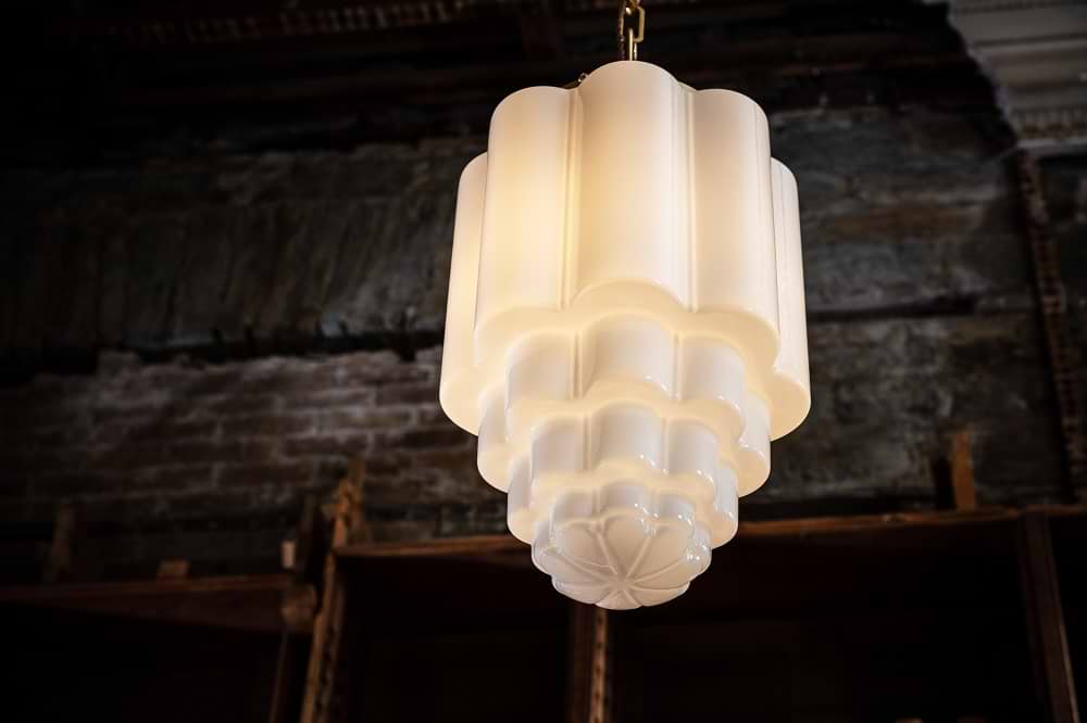 Soho Lighting Glasshouse Polished Brass Opal Art Deco Pendant Light - the Schoolhouse Collection