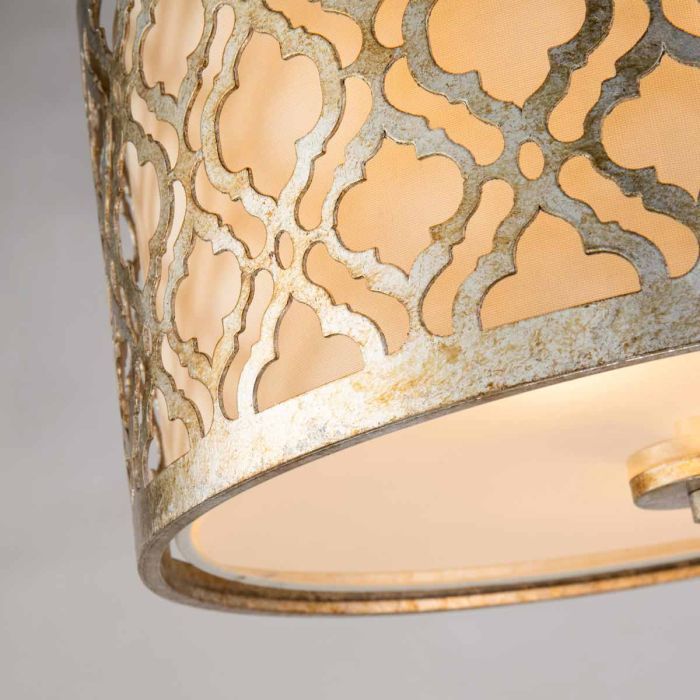 Arabella 2 Light Flush - Distressed Gold, Ivory Shade