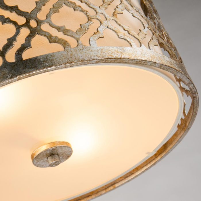 Arabella 2 Light Flush - Distressed Gold, Ivory Shade