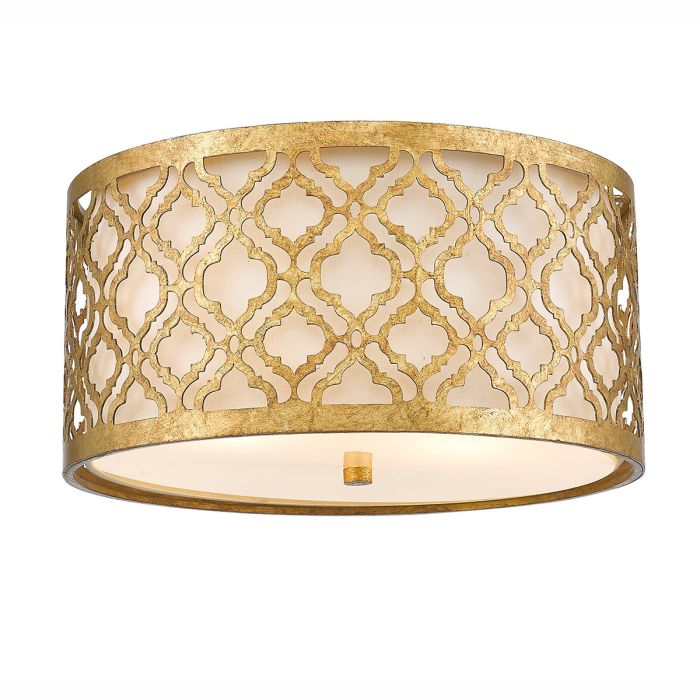 Arabella 2 Light Flush - Distressed Gold, Ivory Shade