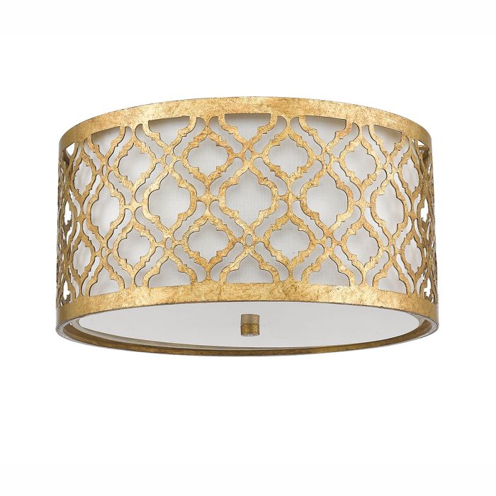 Arabella 2 Light Flush - Distressed Gold, Ivory Shade