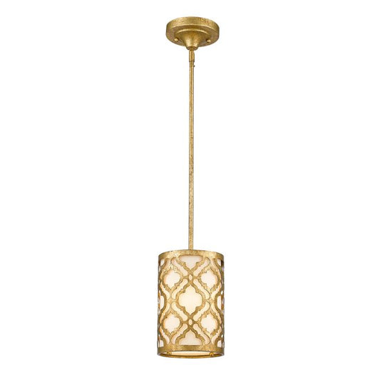 Arabella 1 Light Duo-Mount Mini Pendant - Distressed Gold, Ivory Shade