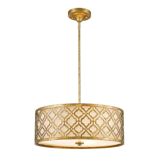 Arabella 3 Light Duo-Mount Large Pendant - Distressed Gold, Ivory Shade