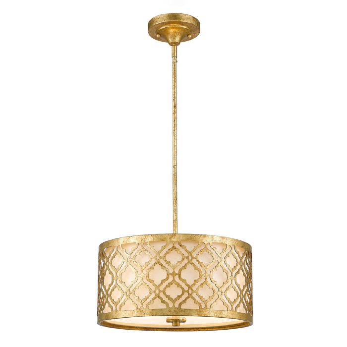 Arabella 2 Light Duo-Mount Medium Pendant - Distressed Gold, Ivory Shade