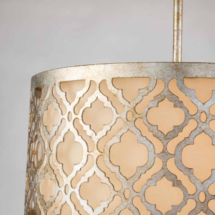 Arabella 2 Light Duo-Mount Medium Pendant - Distressed Gold, Ivory Shade