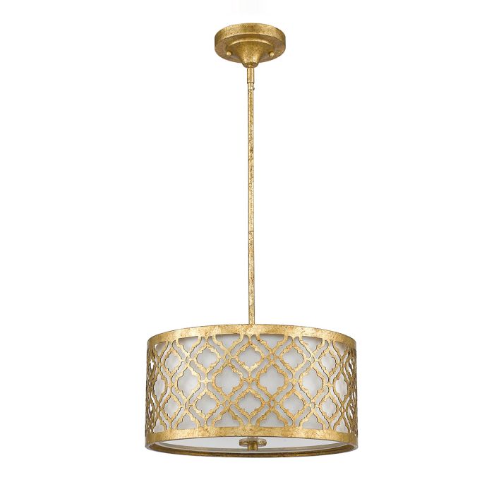 Arabella 2 Light Duo-Mount Medium Pendant - Distressed Gold, Ivory Shade