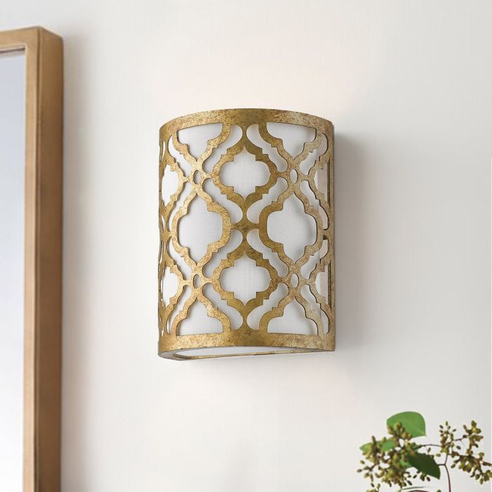Arabella 1 Light Wall Light - Distressed Gold, Ivory Shade