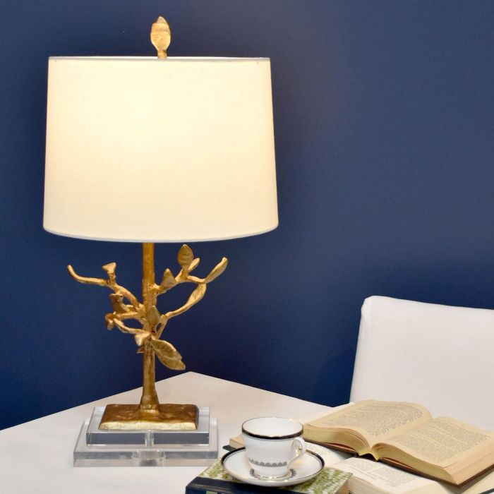 Audubon Park 1 Light Table Lamp - Distressed Gold with Cream Shade