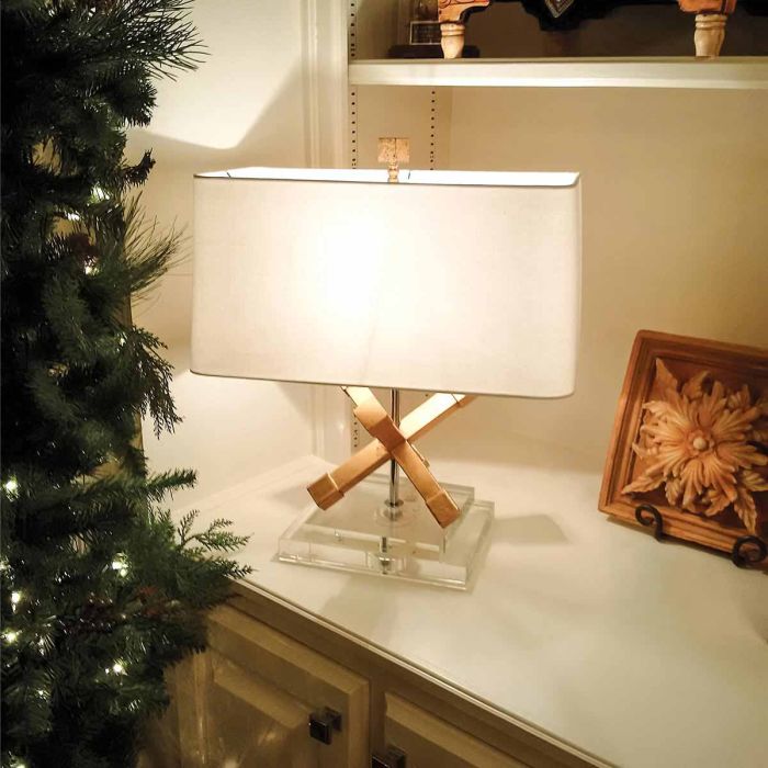 Jackson Square 1 Light Table Lamp - Distressed Gold with Cream Shade