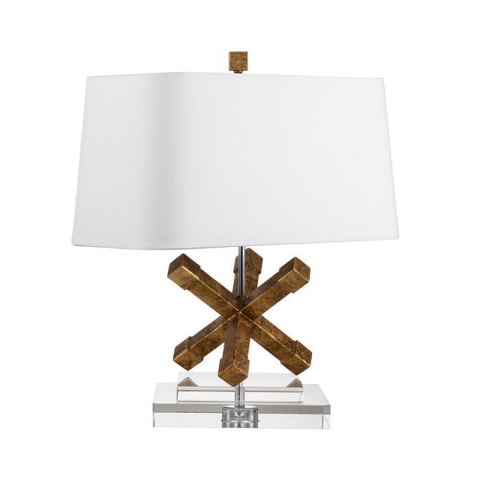 Jackson Square 1 Light Table Lamp - Distressed Gold with Cream Shade